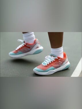 ✨🔥 Moolah Kicks Neon Coral Aqua Basketball Sneakers Size 7.5‎ 🔥✨